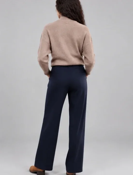 NAVY WIDE-LEG TAILORED TROUSERS
